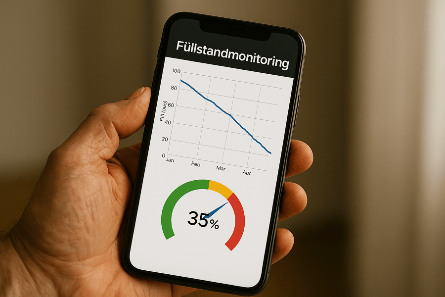 ORELIA Füllstands-Monitoring mit Gauges und Zeitreihe