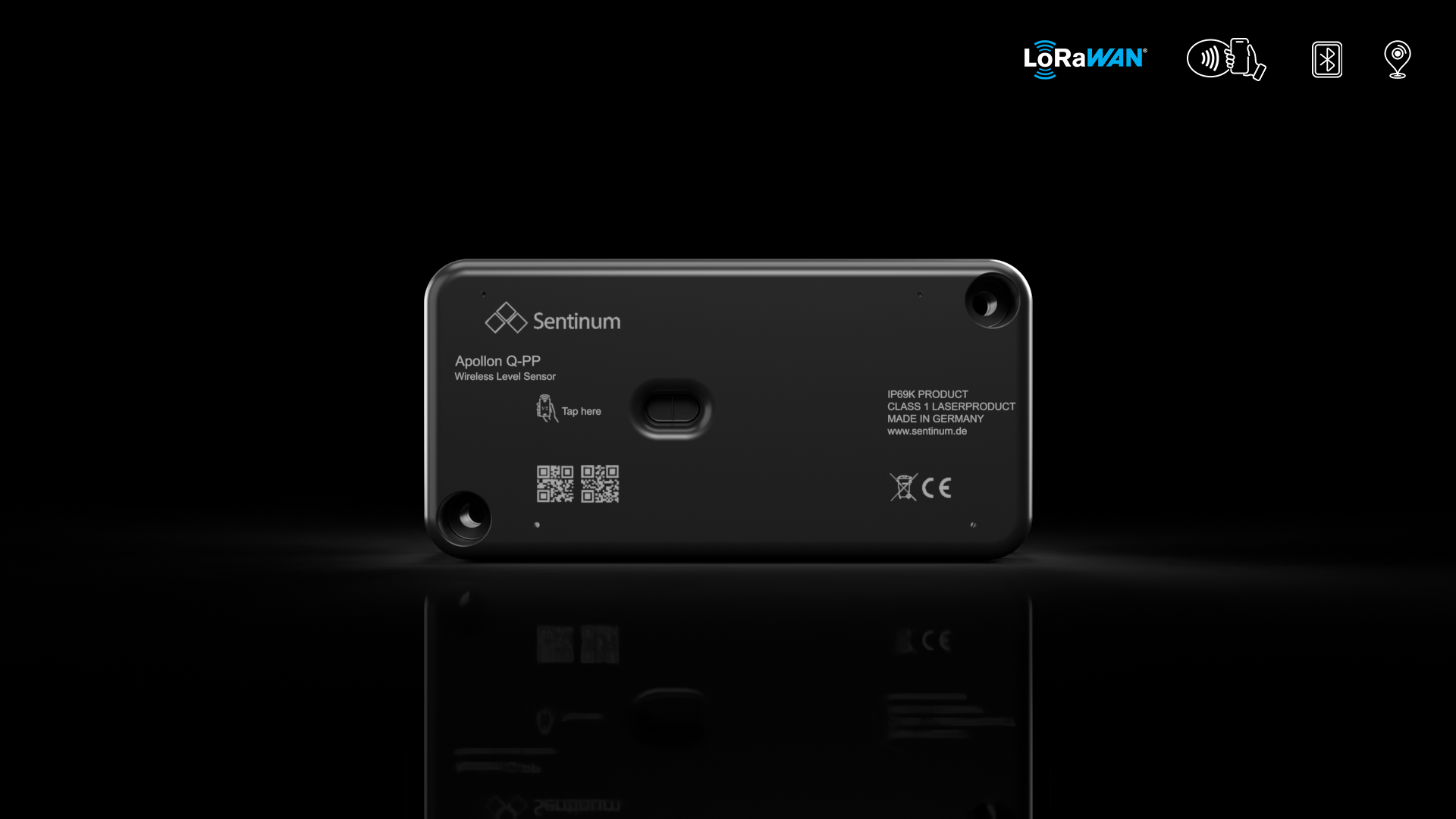 Apollon‑Q PP LoRaWAN® Präsenz‑ und Bewegungssensor für drahtlose Raum‑ und Zustandsüberwachung im IoT‑Umfeld.