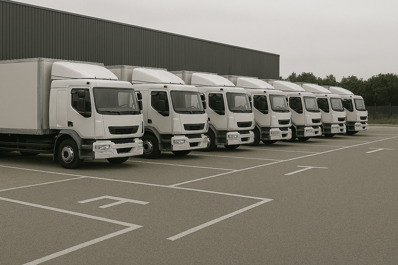 Apollon-Q PP überwacht belegte LKW-Stellplätze und Versandzonen im Außenbereich eines Logistikzentrums zur effizienten Fuhrpark- und Flächensteuerung