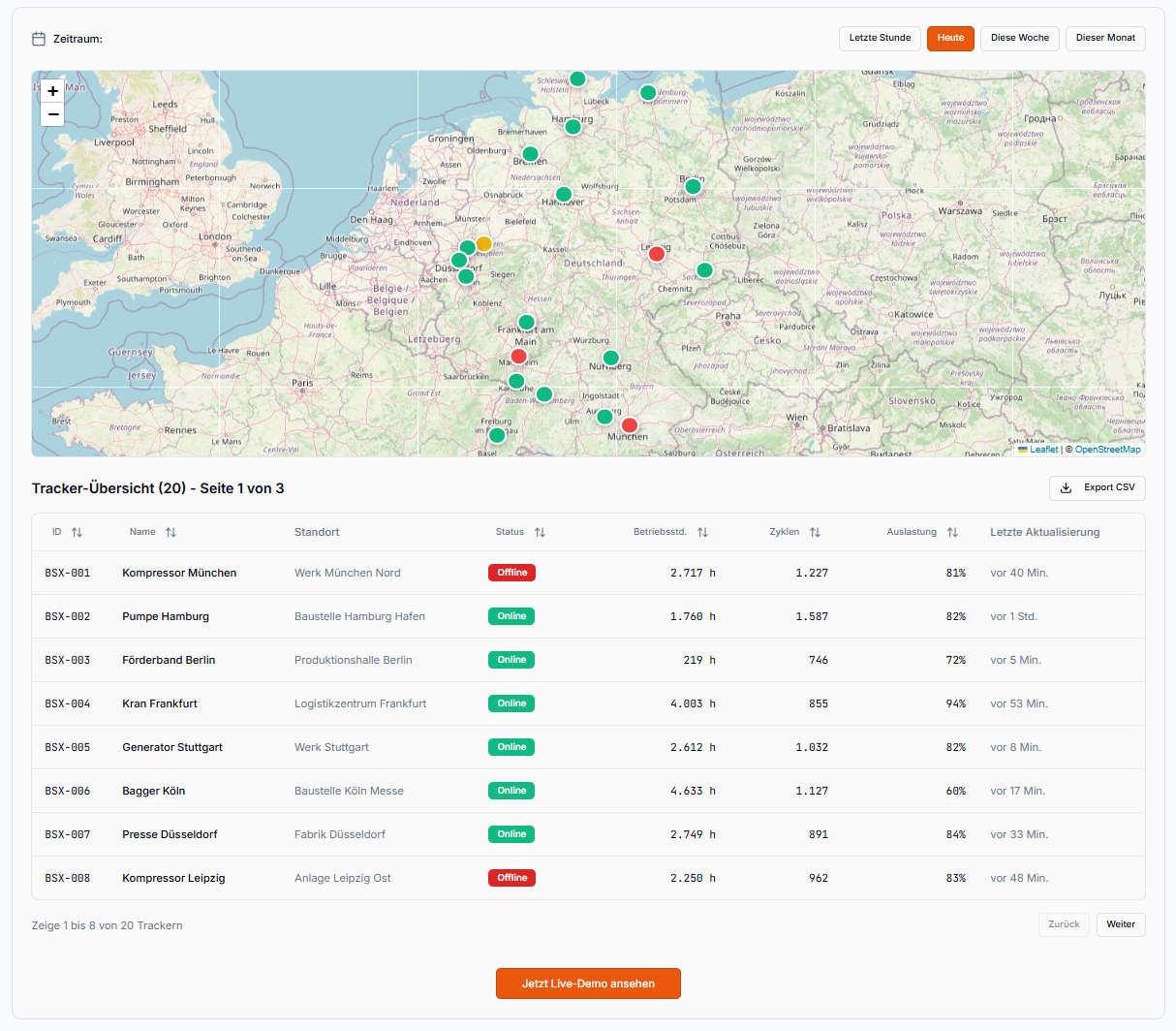 BSX Webapp Betriebsstundenzähler
