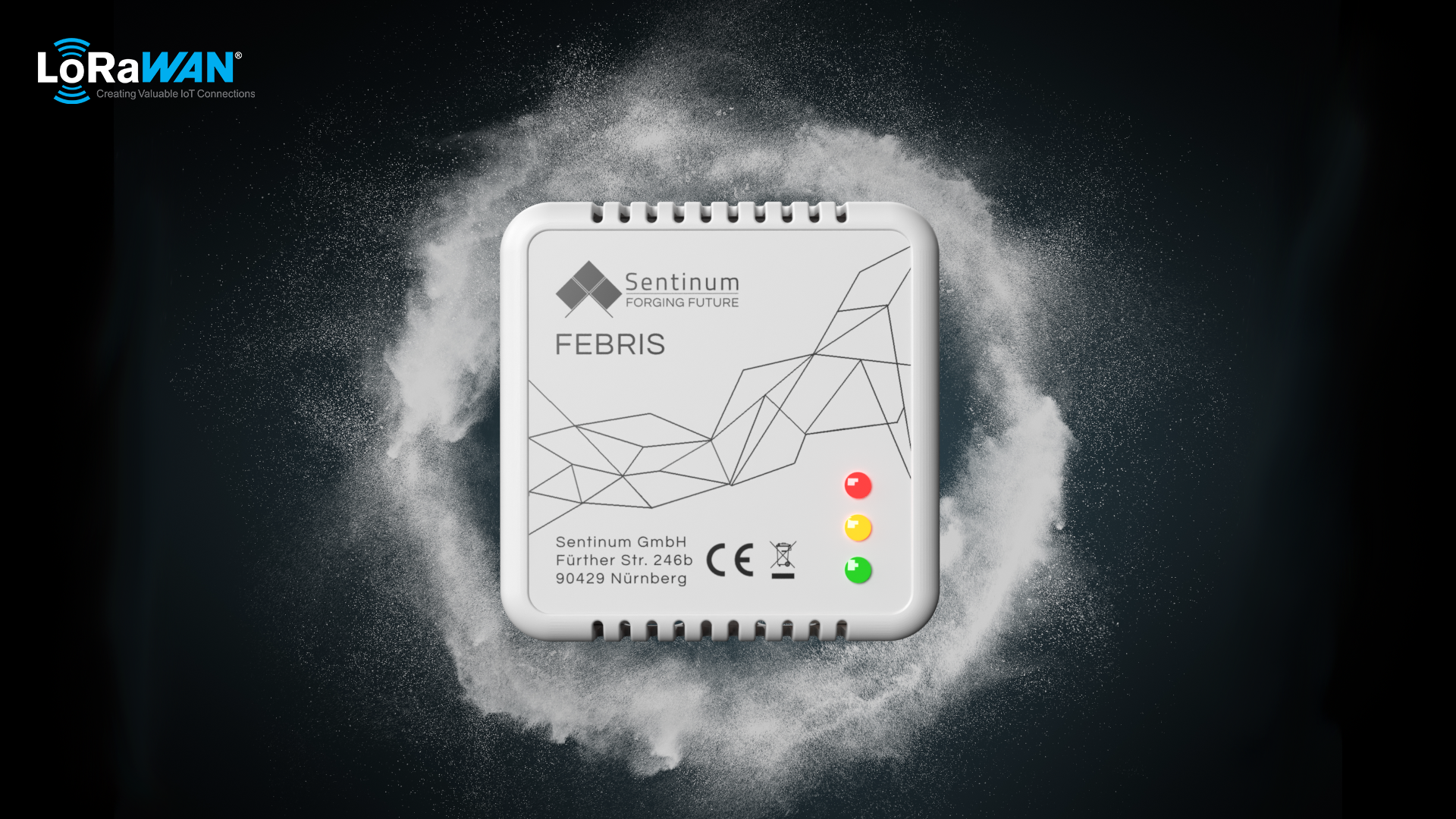 Febris SCW LoRaWAN® Funk-Sensor zur Überwachung von Temperatur, relativer Luftfeuchte und Wandfeuchte zur frühzeitigen Erkennung von Kondensation und Schimmelbildung in Innenräumen
