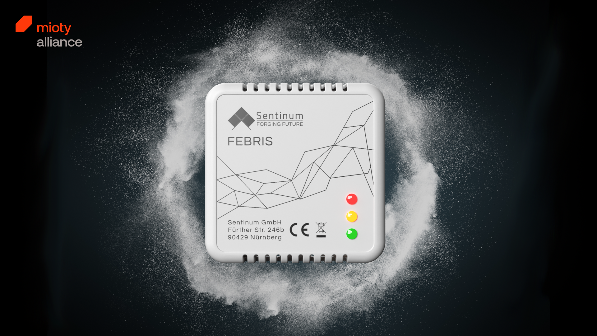 Febris SCW mioty® Funk-Sensor zur Überwachung von Temperatur, relativer Luftfeuchte und Wandfeuchte zur frühzeitigen Erkennung von Kondensation und Schimmelbildung in Innenräumen