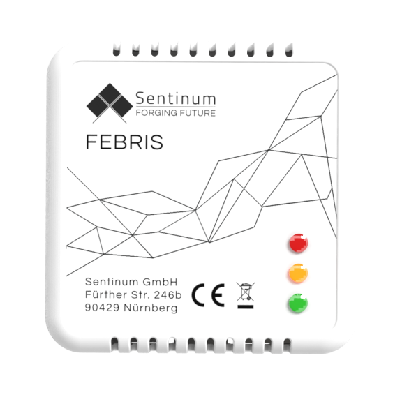 Febris CO2-Sensor zur Überwachung der Raumluftqualität mit Anzeige der Kohlendioxidkonzentration in Innenräumen