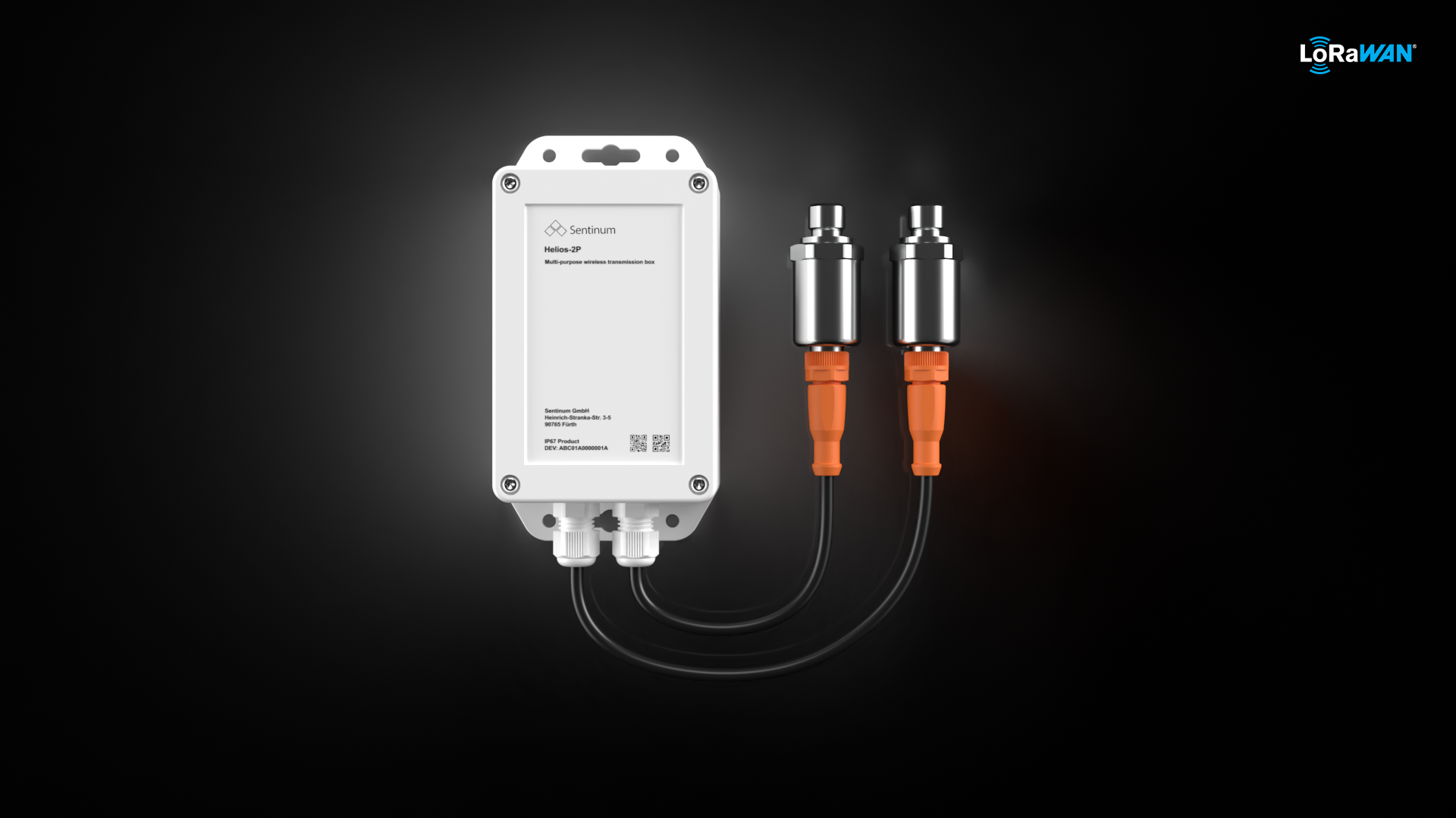 Helios 2P Industrie‑Drucksensor von Sentinum mit LoRaWAN® zur gleichzeitigen Messung und Überwachung von zwei Druckkanälen für Prozessdruck, Differenzdruck, Anlagen‑ und Maschinenüberwachung, Condition Monitoring, Leckageerkennung und industrielle IoT‑Anwendungen in anspruchsvollen Einsatzumgebungen.