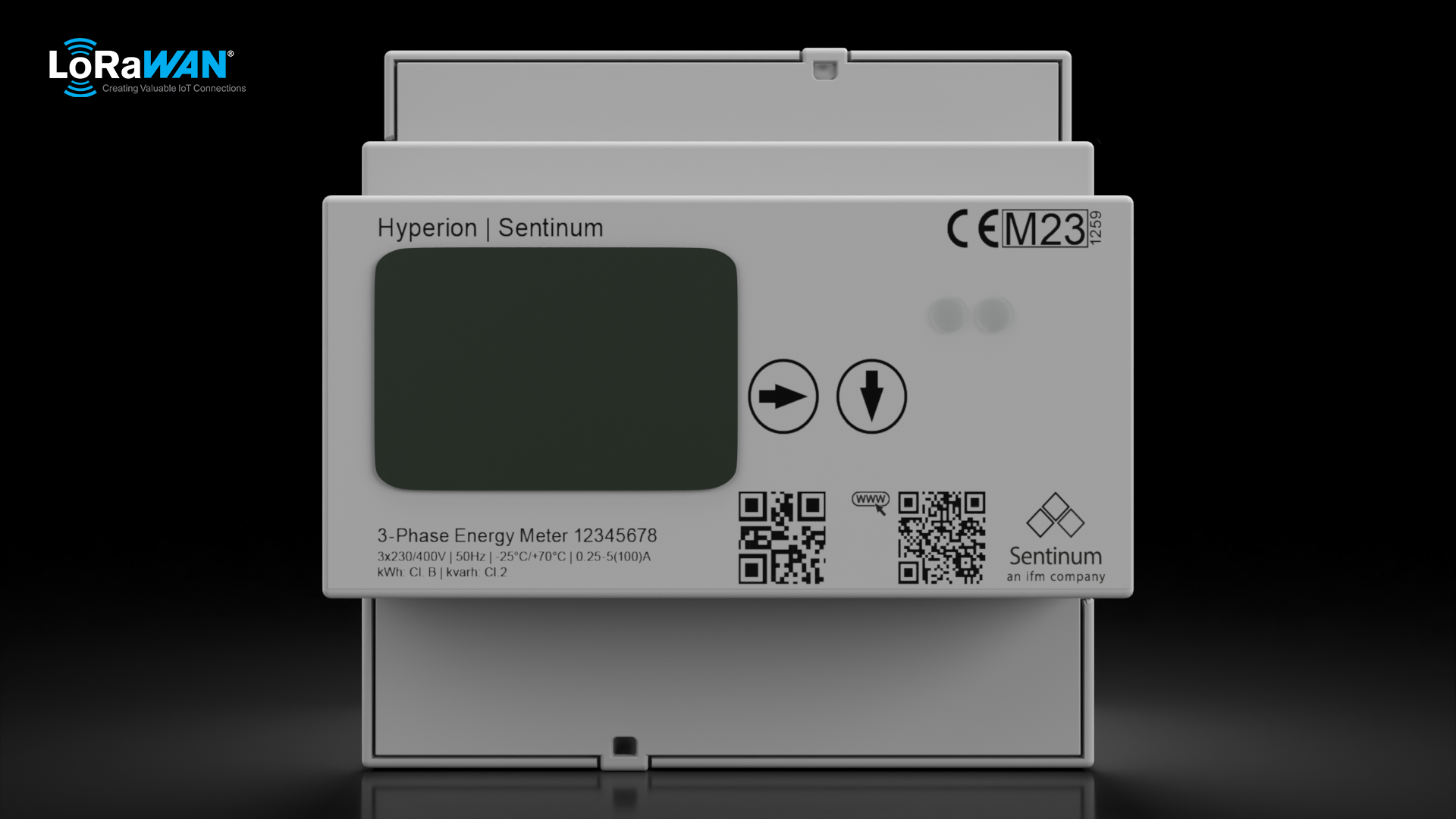 Hyperion Energiezähler mit LoRaWAN® zur drahtlosen Erfassung von Strom‑ und Energieverbräuchen, Leistungswerten und Lastprofilen für industrielles Energiemonitoring, Verbrauchstransparenz, Energieeffizienz, ISO‑50001‑Kennzahlen sowie Maschinen‑ und Anlagenüberwachung