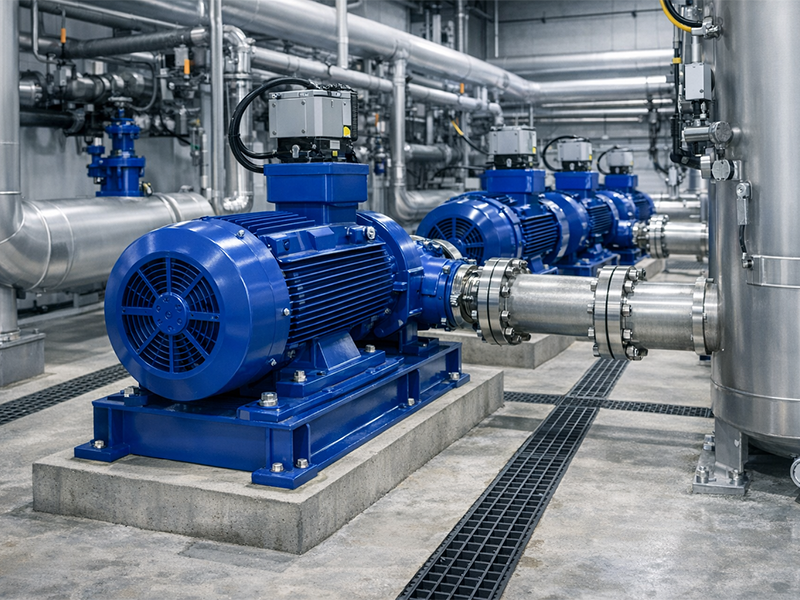 Industrielle Pumpe im technischen Einsatz als typisches Anwendungsbeispiel für den Juno BSX Betriebsstundenzähler zur Erfassung von Laufzeiten, Nutzung und wartungsrelevanten Betriebsstunden rotierender Anlagen.