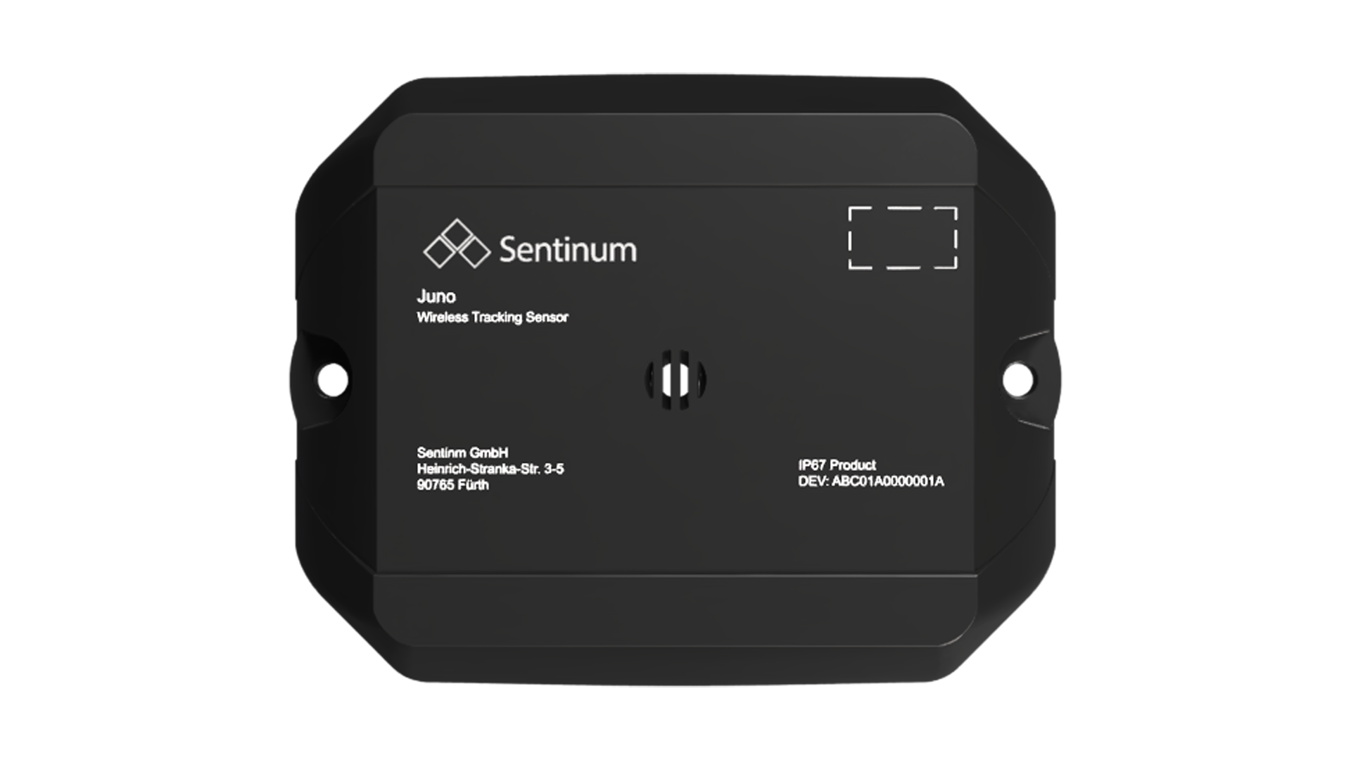 Juno IoT‑Sensor mit geöffneter Front zur Darstellung der internen Komponenten, freigestellte Ansicht