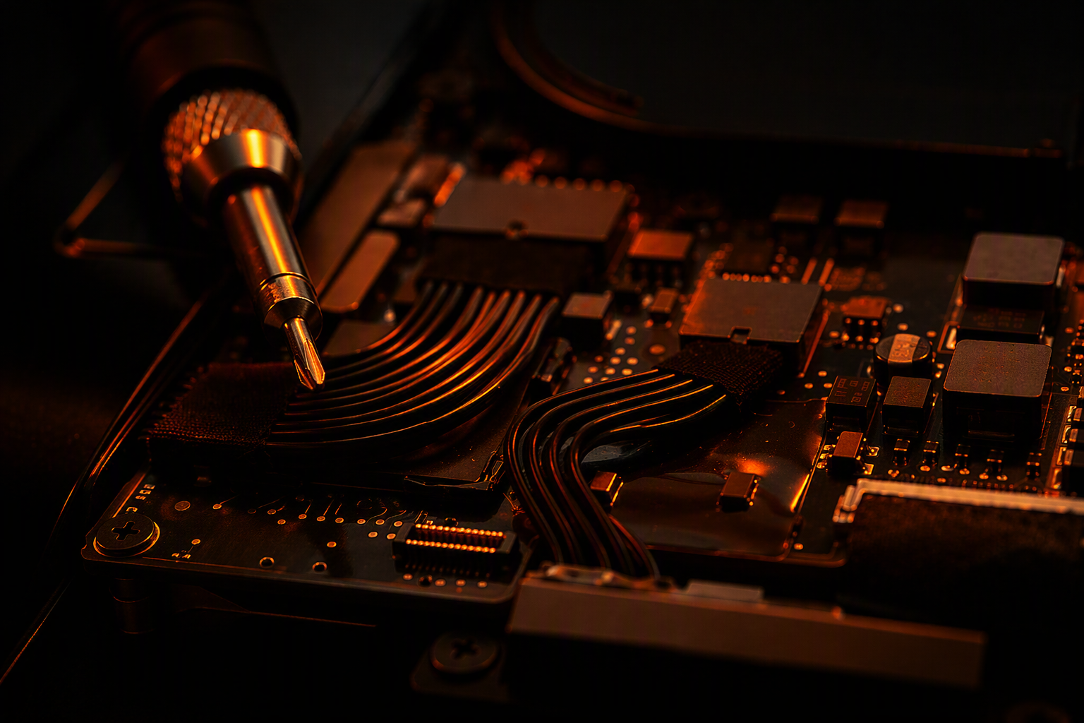 Isometrische Hardware‑Visualisierung mit vernetzten Sensor‑Geräten und Leiterbahnstrukturen, die eine modulare IoT‑Architektur und Datenverarbeitung symbolisieren