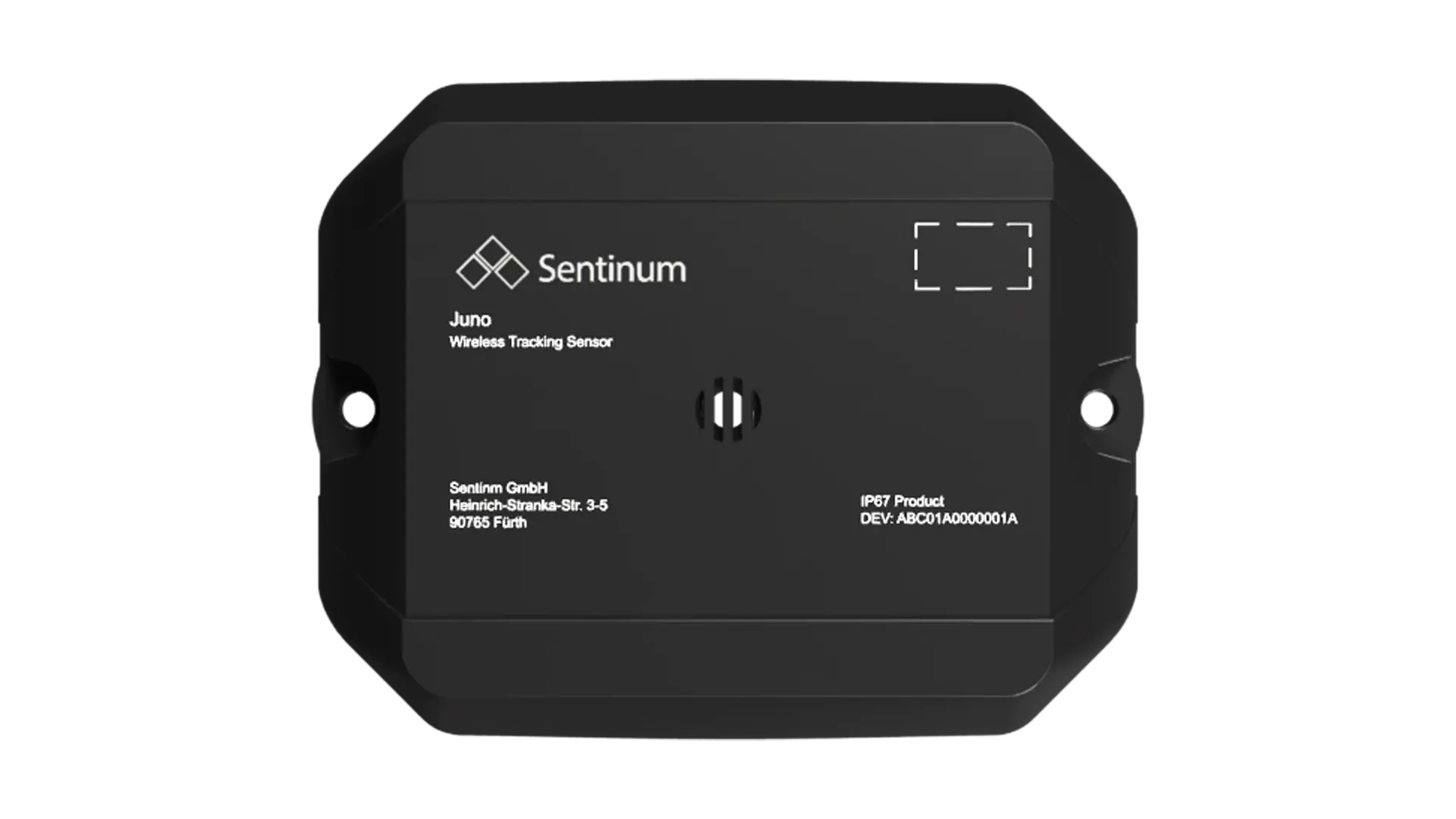Juno IoT‑Sensor mit geöffneter Front zur Darstellung der internen Komponenten, freigestellte Ansicht